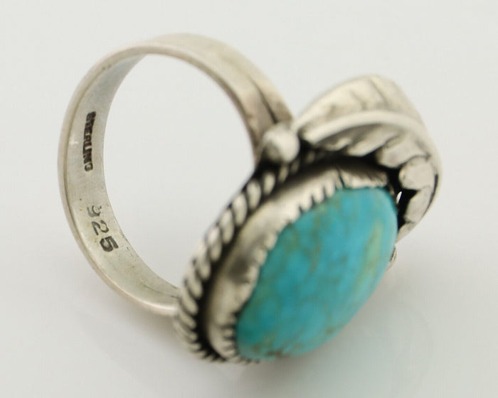 Navajo Ring 925 Silver Spiderweb Turquoise Native Artist C.80's