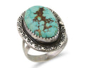 Navajo Ring 925 Silver Spiderweb Turquoise Signed DDIE C.80's