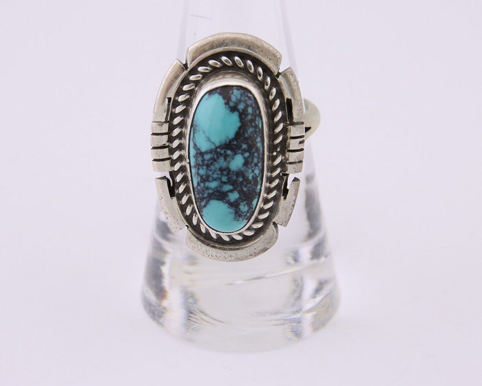 Navajo Ring 925 Silver Spiderweb Turquoise Signed Jon McCray C.80's