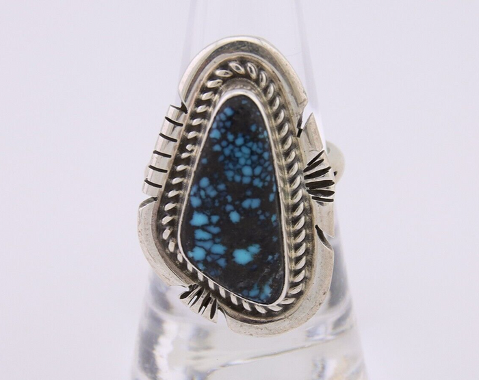 Navajo Ring 925 Silver Spiderweb Turquoise Signed Jon McCray C.80's