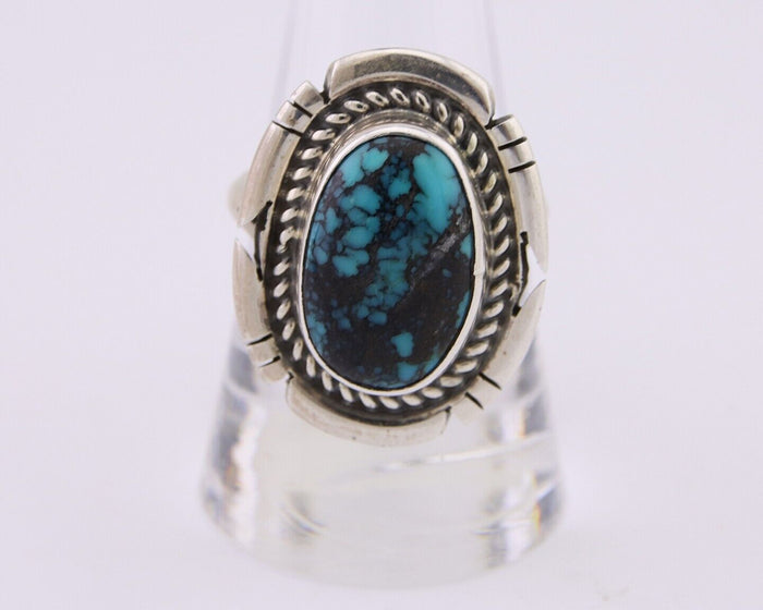 Navajo Ring 925 Silver Spiderweb Turquoise Signed Jon McCray C.80's
