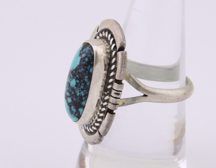 Navajo Ring 925 Silver Spiderweb Turquoise Signed Jon McCray C.80's