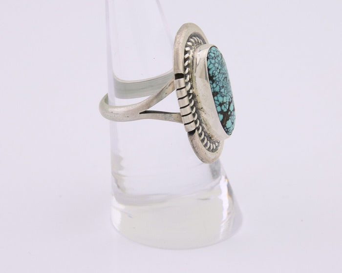 Navajo Ring 925 Silver Spiderweb Turquoise Signed Jon McCray C.80's
