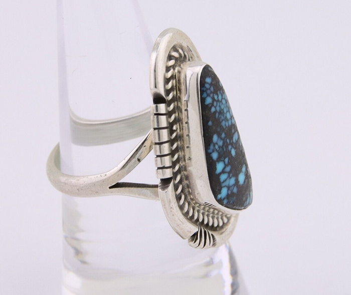 Navajo Ring 925 Silver Spiderweb Turquoise Signed Jon McCray C.80's