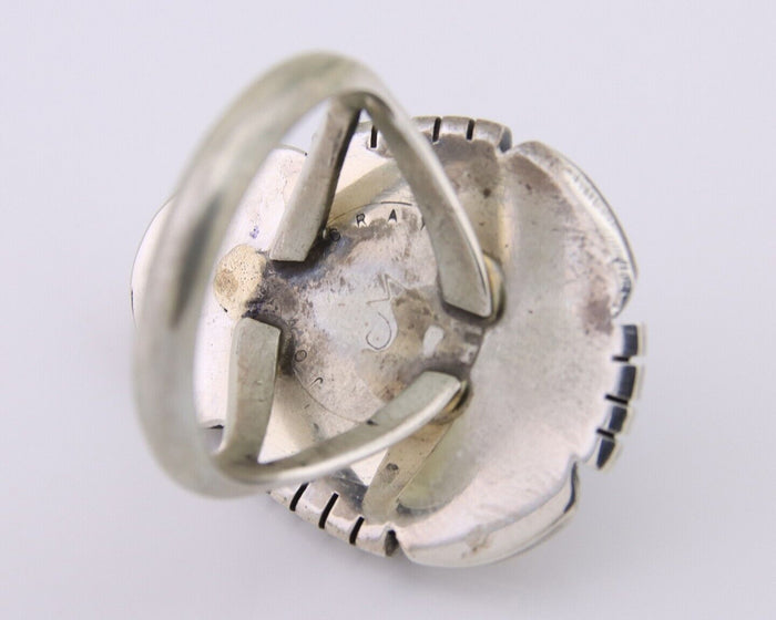 Navajo Ring 925 Silver Spiderweb Turquoise Signed Jon McCray C.80's