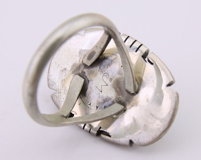 Navajo Ring 925 Silver Spiderweb Turquoise Signed Jon McCray C.80's