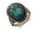 Navajo Ring 925 Silver Spiderweb Turquoise Signed Sunset C.80's