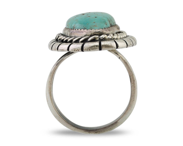 Navajo Ring 925 Silver Spiderweb Turquoise Signed William Denetdale 7.75 C.80's