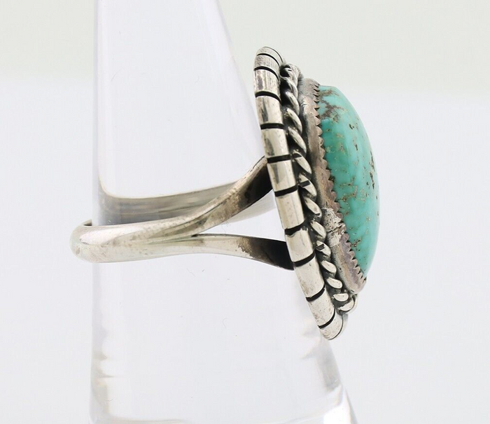 Navajo Ring 925 Silver Spiderweb Turquoise Signed William Denetdale 7.75 C.80's