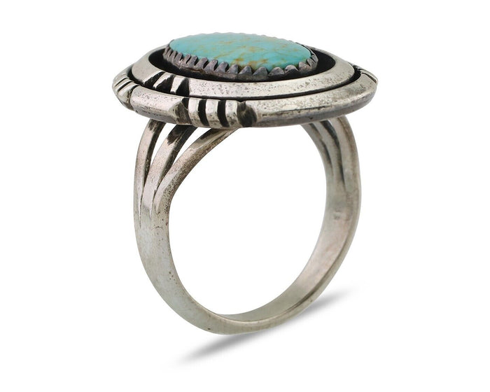 Navajo Ring 925 Silver Spiderweb Turquoise Signed William Denetdale Sz 8.0 C.80s