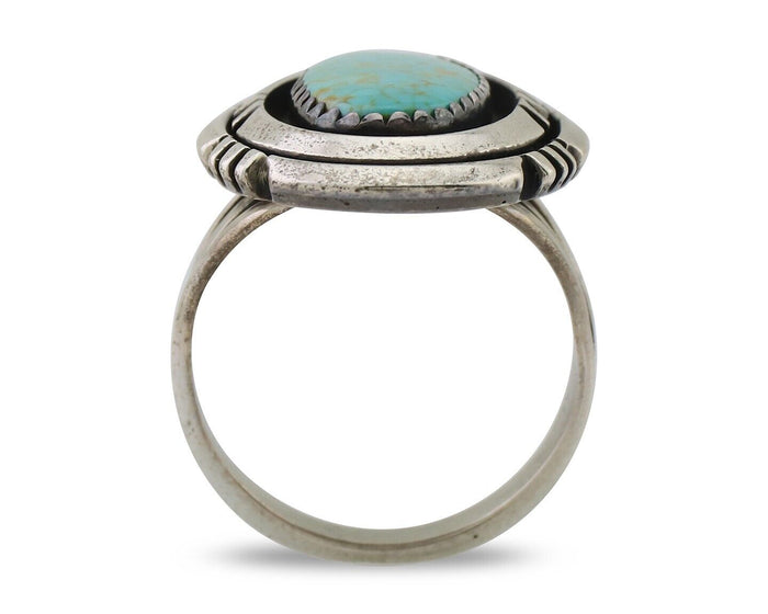 Navajo Ring 925 Silver Spiderweb Turquoise Signed William Denetdale Sz 8.0 C.80s
