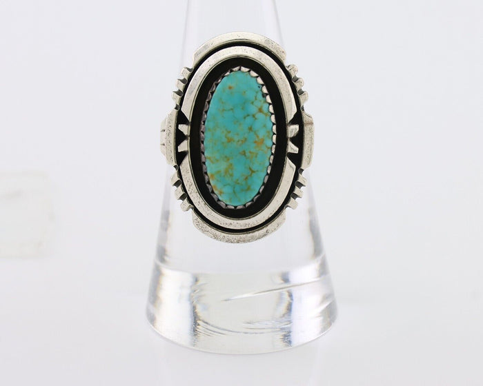 Navajo Ring 925 Silver Spiderweb Turquoise Signed William Denetdale Sz 8.0 C.80s