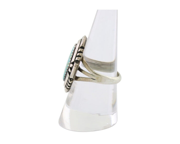 Navajo Ring 925 Silver Spiderweb Turquoise Signed William Denetdale Sz 8.0 C.80s