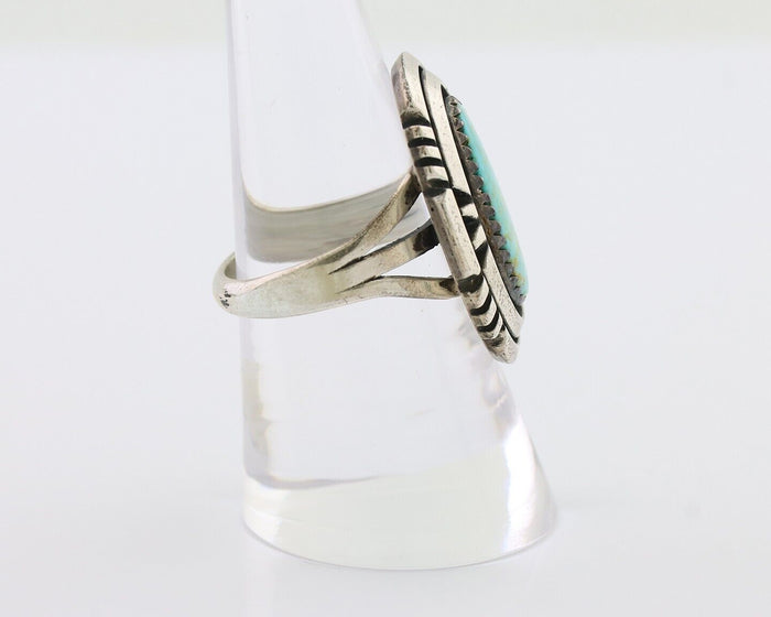 Navajo Ring 925 Silver Spiderweb Turquoise Signed William Denetdale Sz 8.0 C.80s