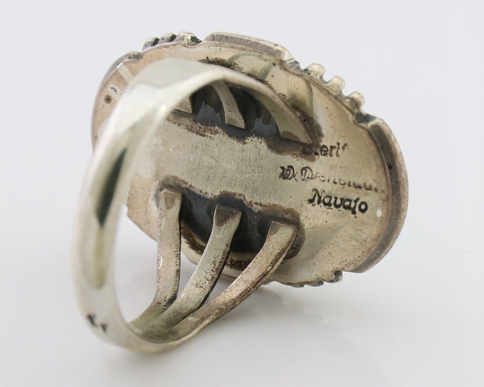 Navajo Ring 925 Silver Spiderweb Turquoise Signed William Denetdale Sz 8.0 C.80s