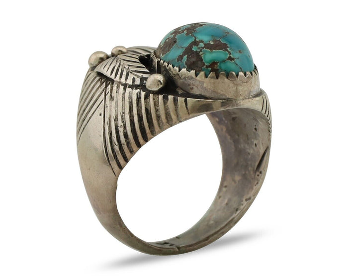 Navajo Ring 925 Silver Turquoise Artist Signed Edison Wadsworth? C.80's