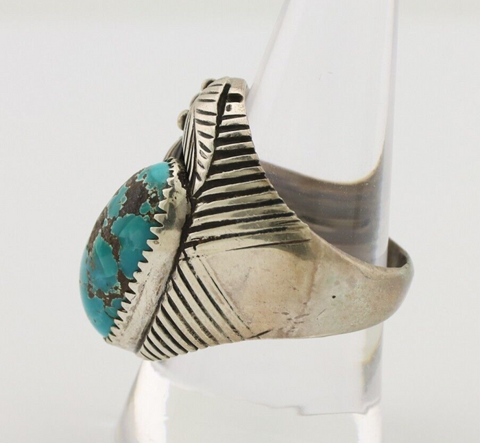 Navajo Ring 925 Silver Turquoise Artist Signed Edison Wadsworth? C.80's