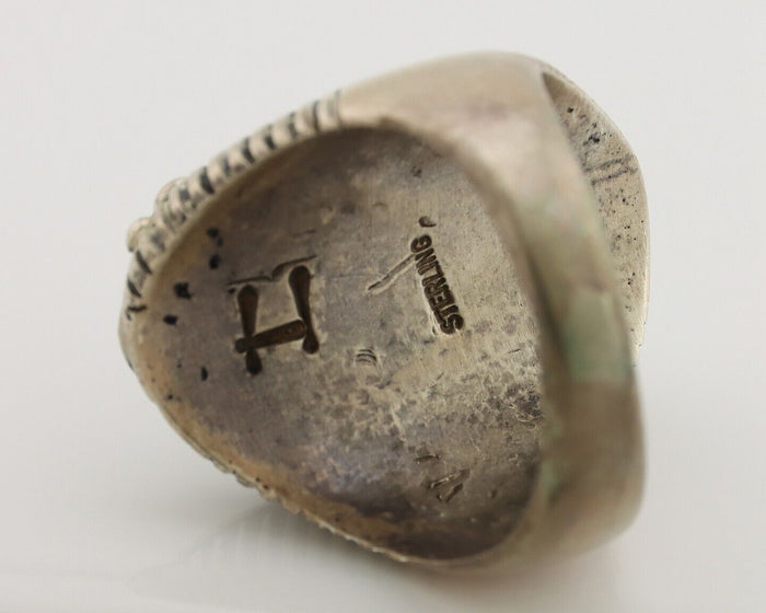 Navajo Ring 925 Silver Turquoise Artist Signed Edison Wadsworth? C.80's