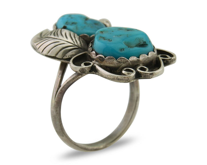 Navajo Ring 925 Silver Turquoise Artist Signed F C.80's