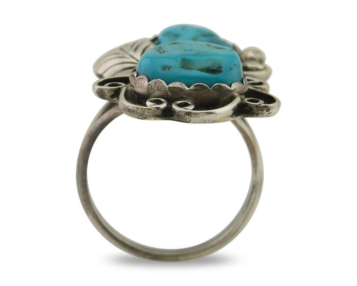 Navajo Ring 925 Silver Turquoise Artist Signed F C.80's
