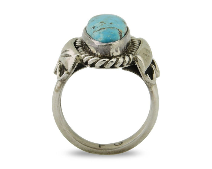 Navajo Ring .925 Silver Turquoise Artist Signed Fred Guerro C.80's