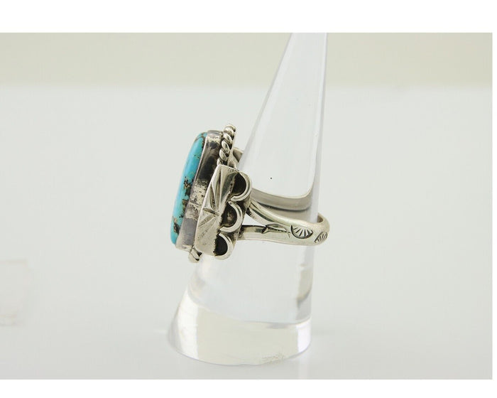 Navajo Ring .925 Silver Turquoise Artist Signed Fred Guerro C.80's
