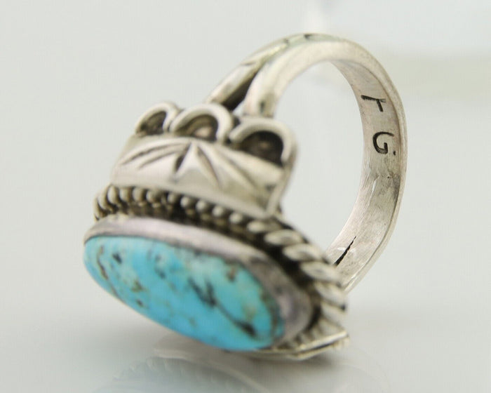 Navajo Ring .925 Silver Turquoise Artist Signed Fred Guerro C.80's