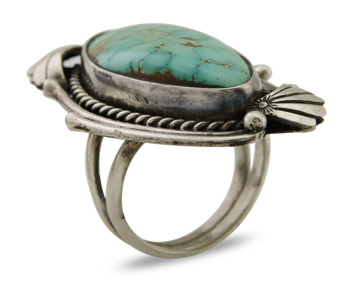 Navajo Ring 925 Silver Turquoise Artist Signed MC C.80's