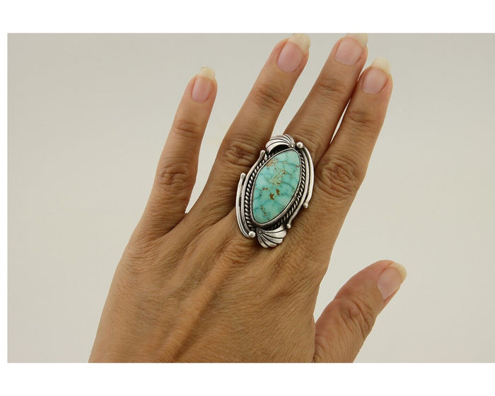 Navajo Ring 925 Silver Turquoise Artist Signed MC C.80's