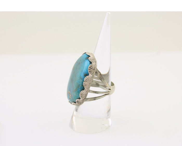 Navajo Ring .925 Silver Turquoise Artist Signed Ray Delgarito C.80's