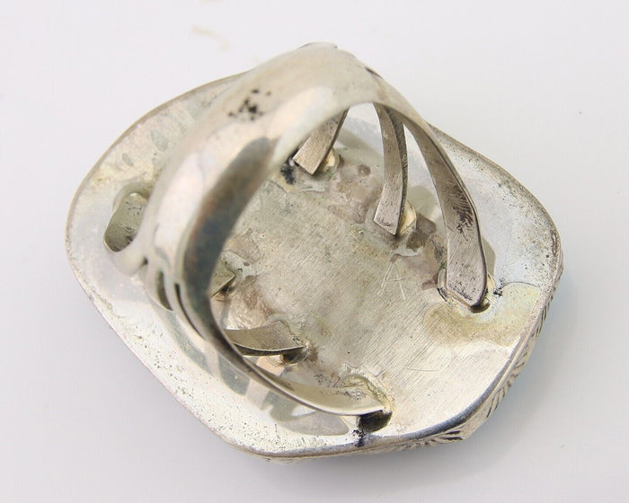 Navajo Ring .925 Silver Turquoise Artist Signed Ray Delgarito C.80's