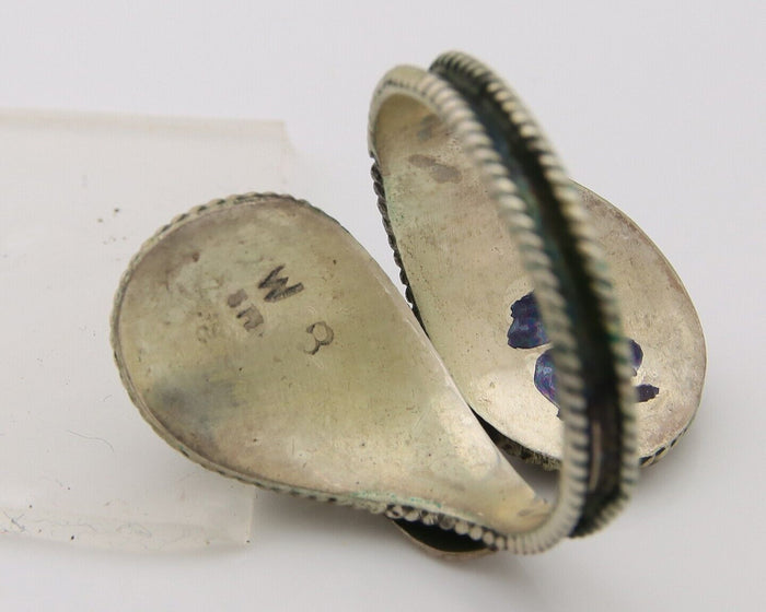 Navajo Ring 925 Silver Turquoise & Coral Artist Signed WB C.80's
