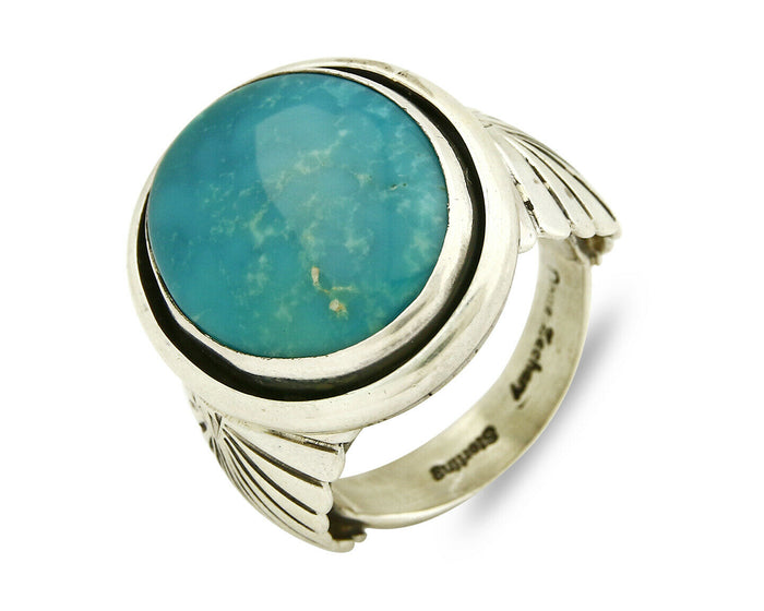 Navajo Ring .925 Silver Turquoise Handmade Signed Doug Zachary C.1980's