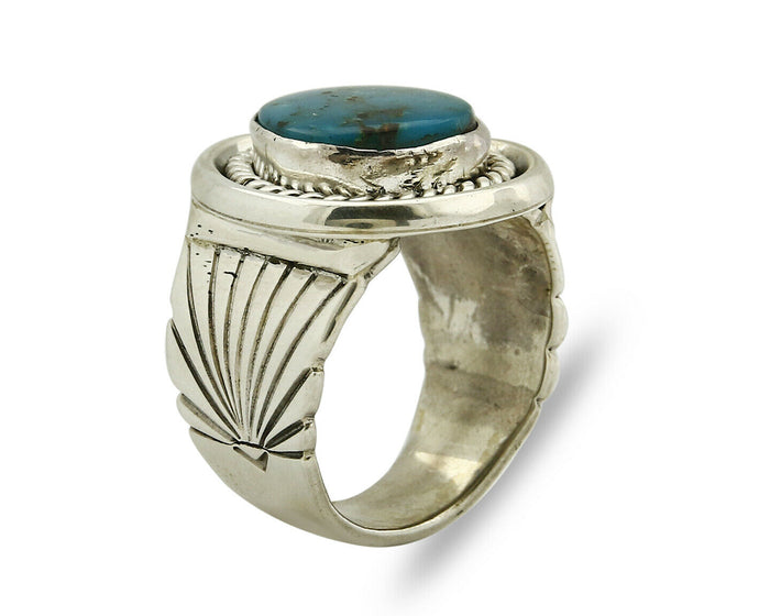 Navajo Ring .925 Silver Turquoise Handmade Signed Doug Zachary C.1980's