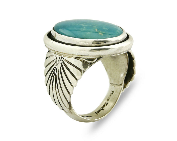 Navajo Ring .925 Silver Turquoise Handmade Signed Doug Zachary C.1980's