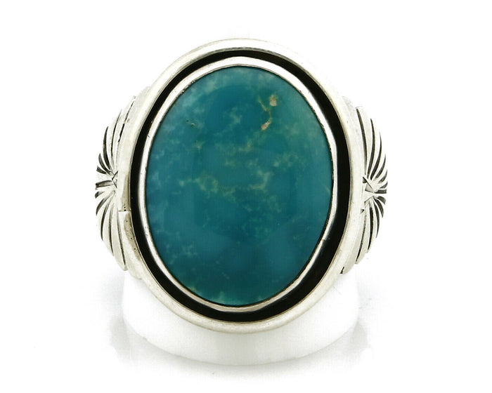 Navajo Ring .925 Silver Turquoise Handmade Signed Doug Zachary C.1980's