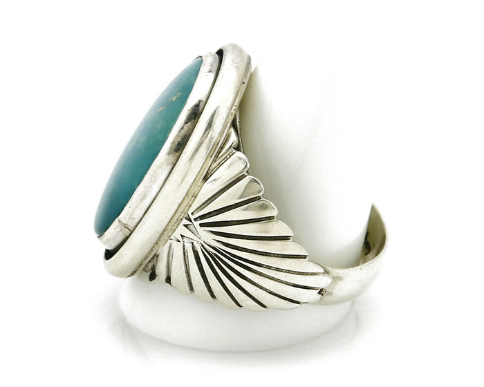 Navajo Ring .925 Silver Turquoise Handmade Signed Doug Zachary C.1980's