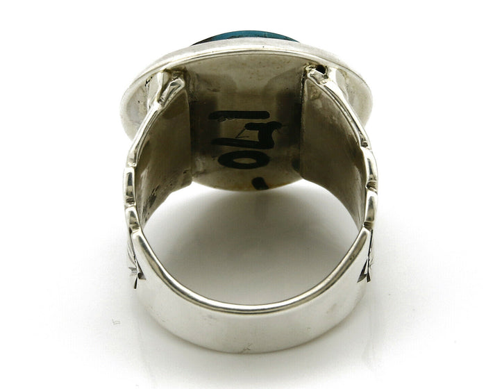 Navajo Ring .925 Silver Turquoise Handmade Signed Doug Zachary C.1980's