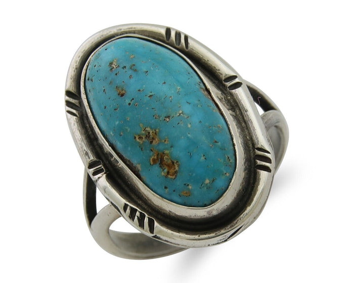Navajo Ring 925 Silver Turquoise Native American Artist C.80's