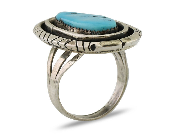 Navajo Ring 925 Silver Turquoise Native American Artist C.80's