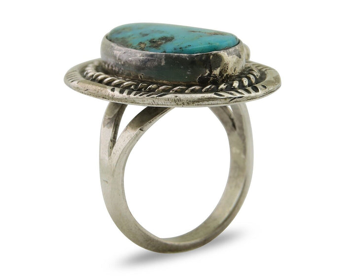 Navajo Ring 925 Silver Turquoise Native American Artist C.80's