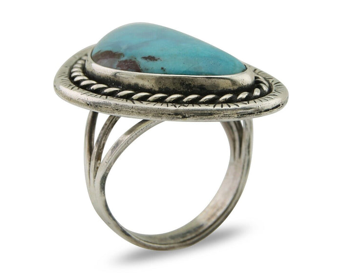 Navajo Ring 925 Silver Turquoise Native American Artist C.80's