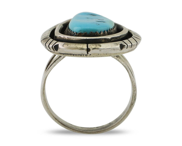 Navajo Ring 925 Silver Turquoise Native American Artist C.80's