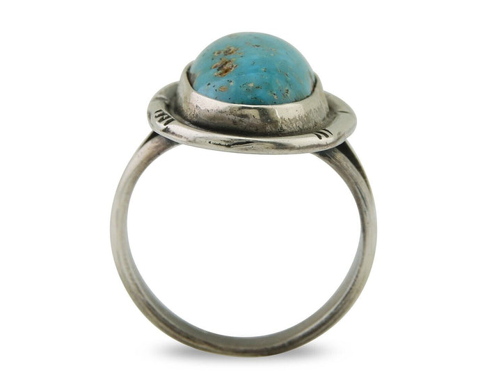 Navajo Ring 925 Silver Turquoise Native American Artist C.80's