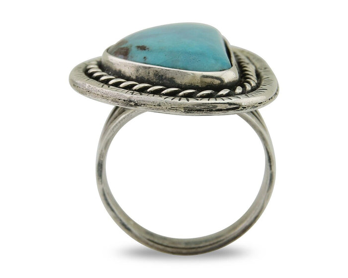 Navajo Ring 925 Silver Turquoise Native American Artist C.80's