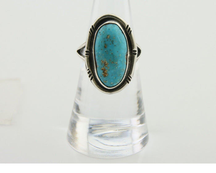 Navajo Ring 925 Silver Turquoise Native American Artist C.80's