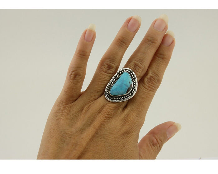 Navajo Ring 925 Silver Turquoise Native American Artist C.80's