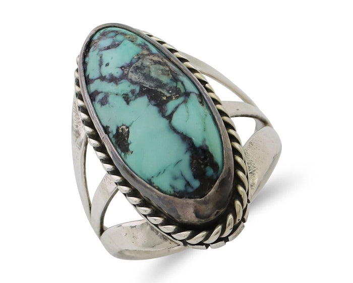 Navajo Ring 925 Silver Turquoise Native American Artist Size 6.75 C.80's