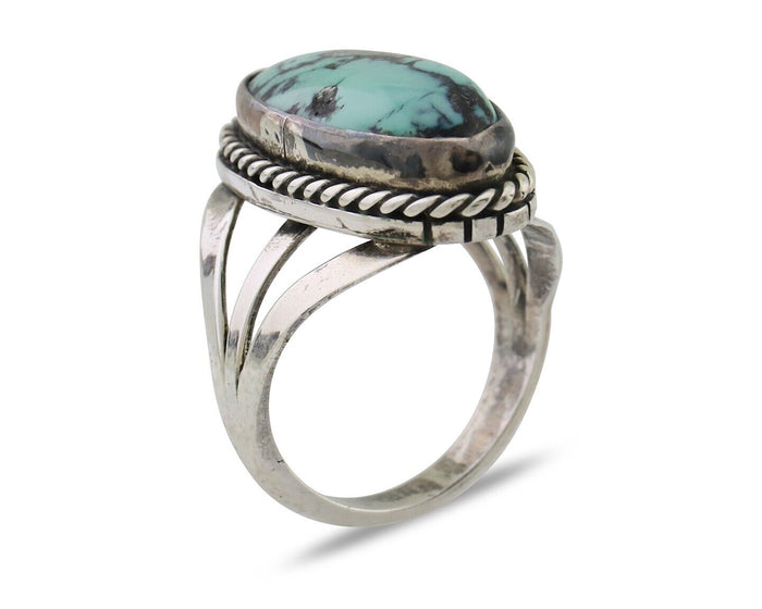 Navajo Ring 925 Silver Turquoise Native American Artist Size 6.75 C.80's