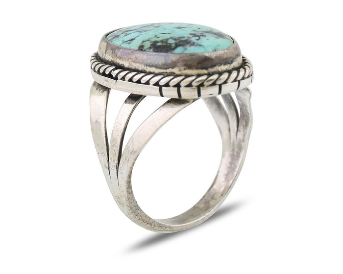 Navajo Ring 925 Silver Turquoise Native American Artist Size 7.75 C.80's
